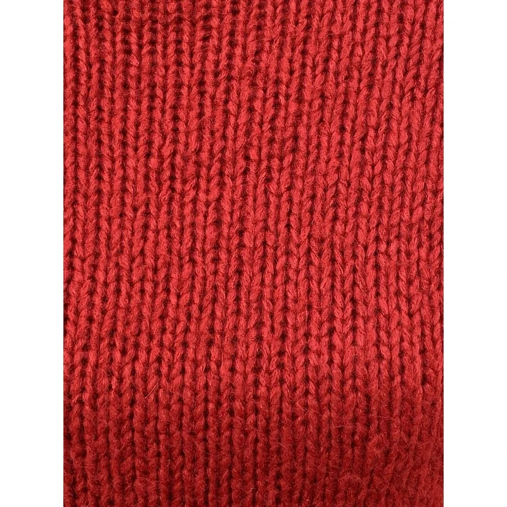 Apostrophe Women's Red Rolled Turtleneck Wool Blend Short Sleeve Sweater- Size L - Picture 7 of 11